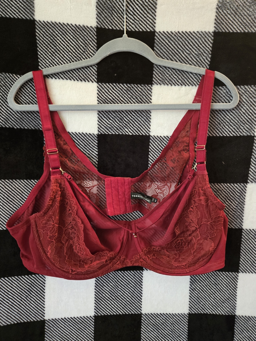torrid Red Lace Underwire Bra with Sheer Panels